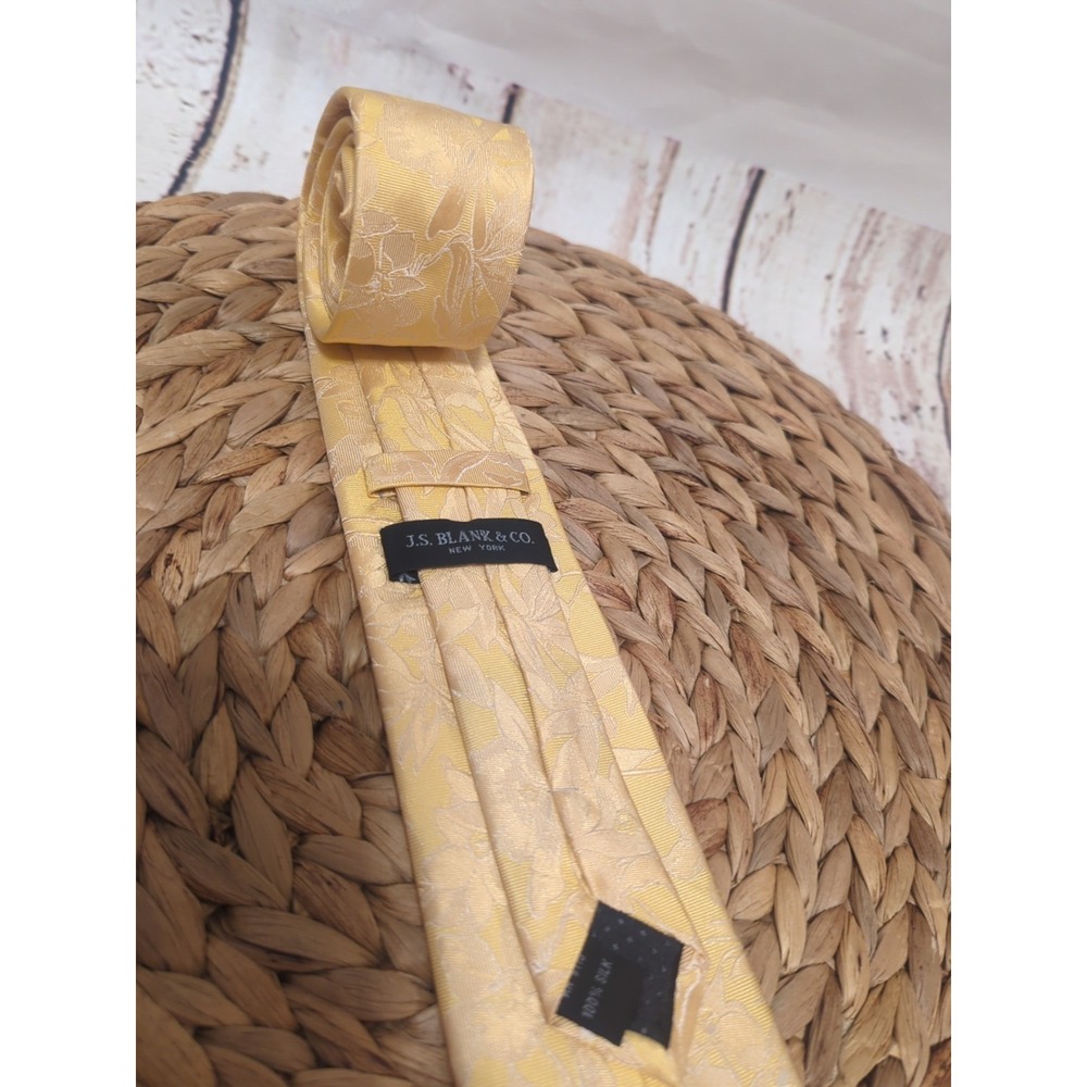 J.S. Blank & Co. 100%  Silk Yellow Floral Tie